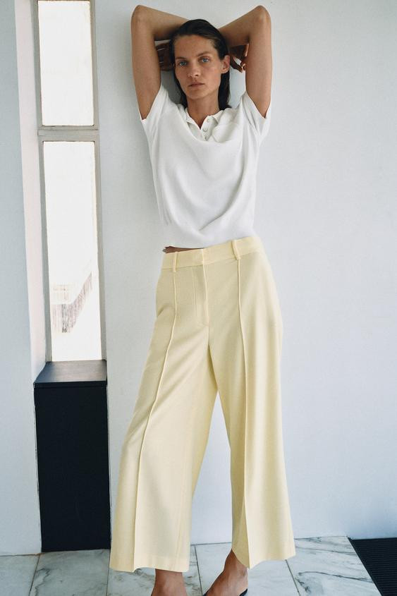 Zara - Zw Collection Cropped Pants - Black - L - Woman | Zara US