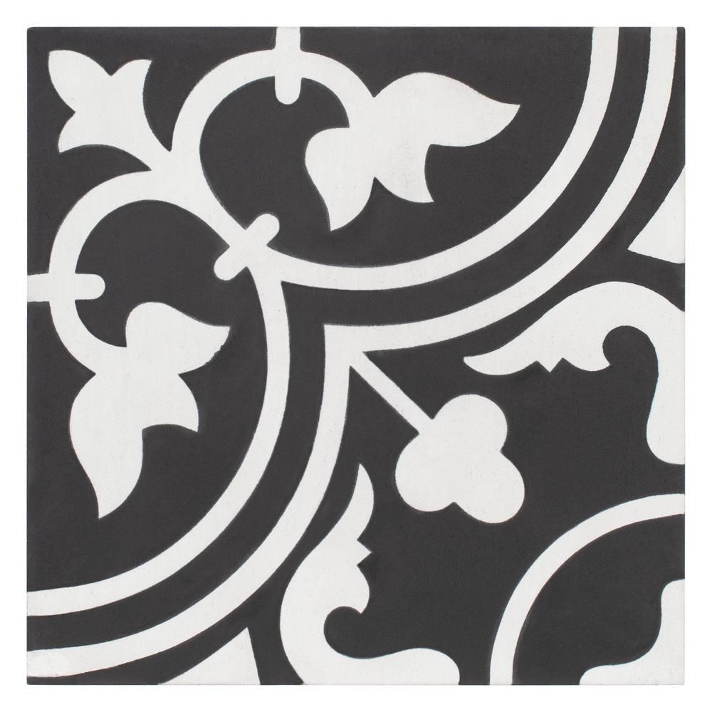 Cemento Arte Coal Encaustic 7-7/8 in. x 7-7/8 in. Cement Handmade Floor and Wall Tile | The Home Depot