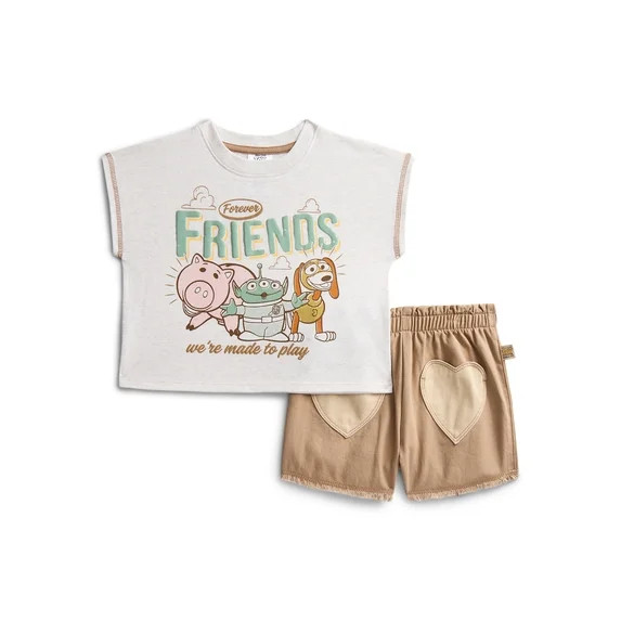 Toy Story Toddler Girls Graphic Tee and Denim Shorts Set, 2-Piece, Sizes 12M-5T | Walmart (US)