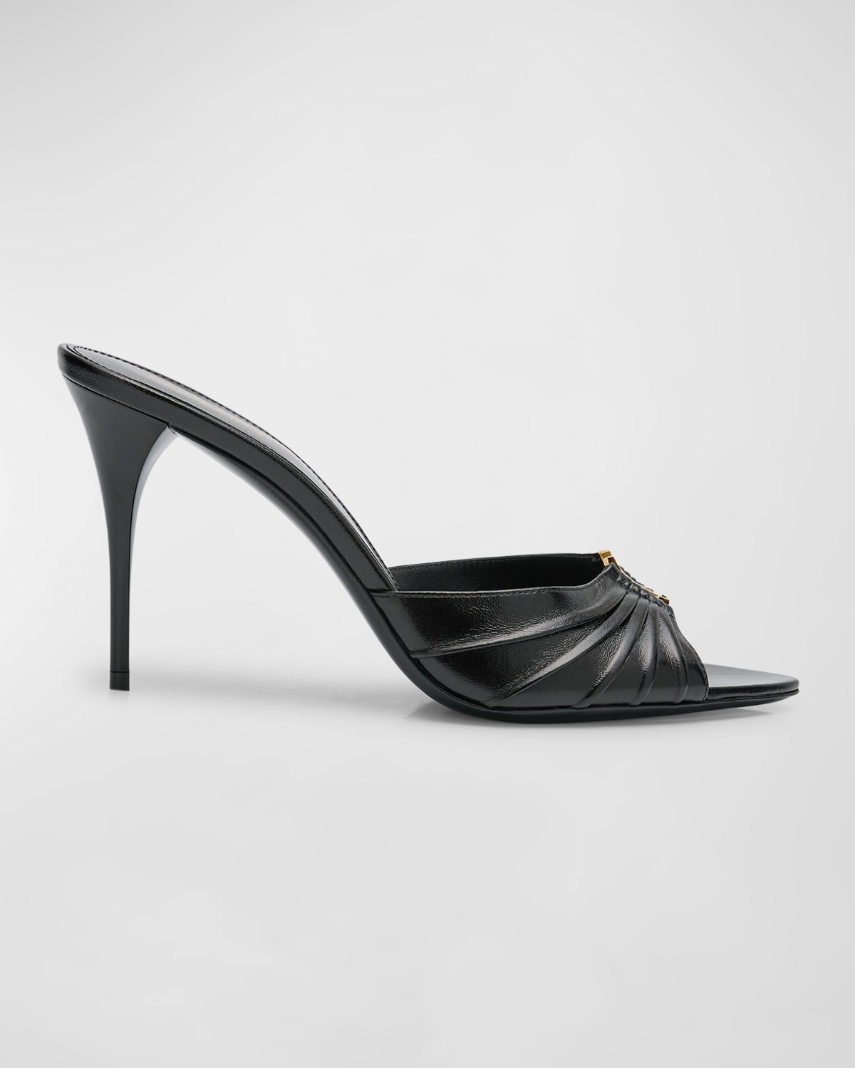 Babylone YSL Ruched Leather Mule Sandals | Neiman Marcus