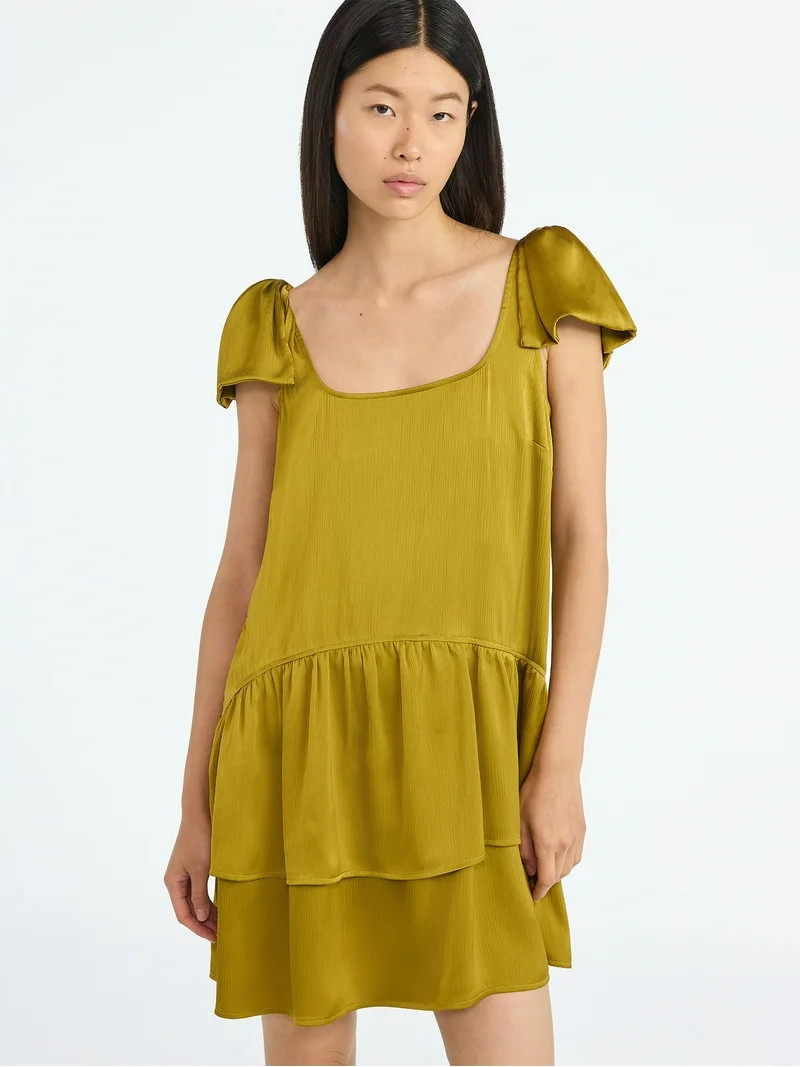 Scoop Women's Satin Bow Mini Dress, Sizes XS-XXL | Walmart (US)