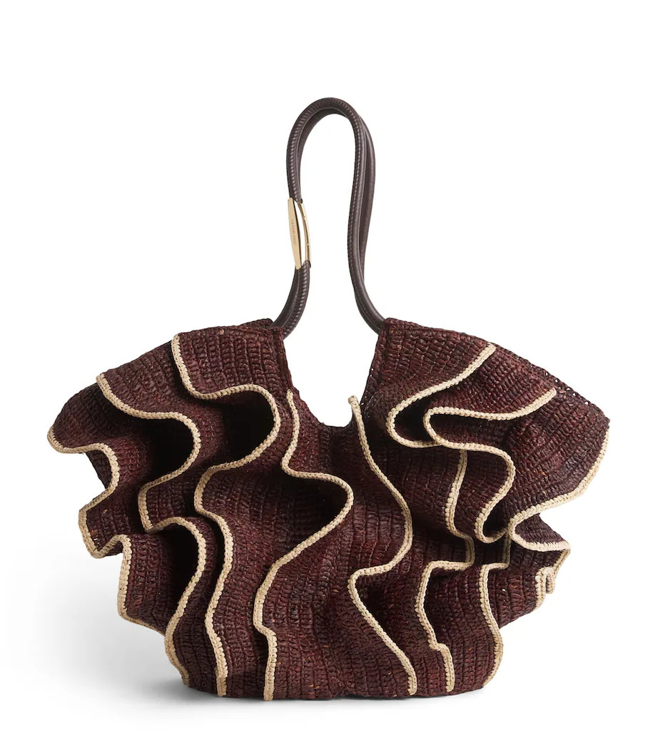 Raffia Ruffled Goldentime Tote Bag | Harrods UK