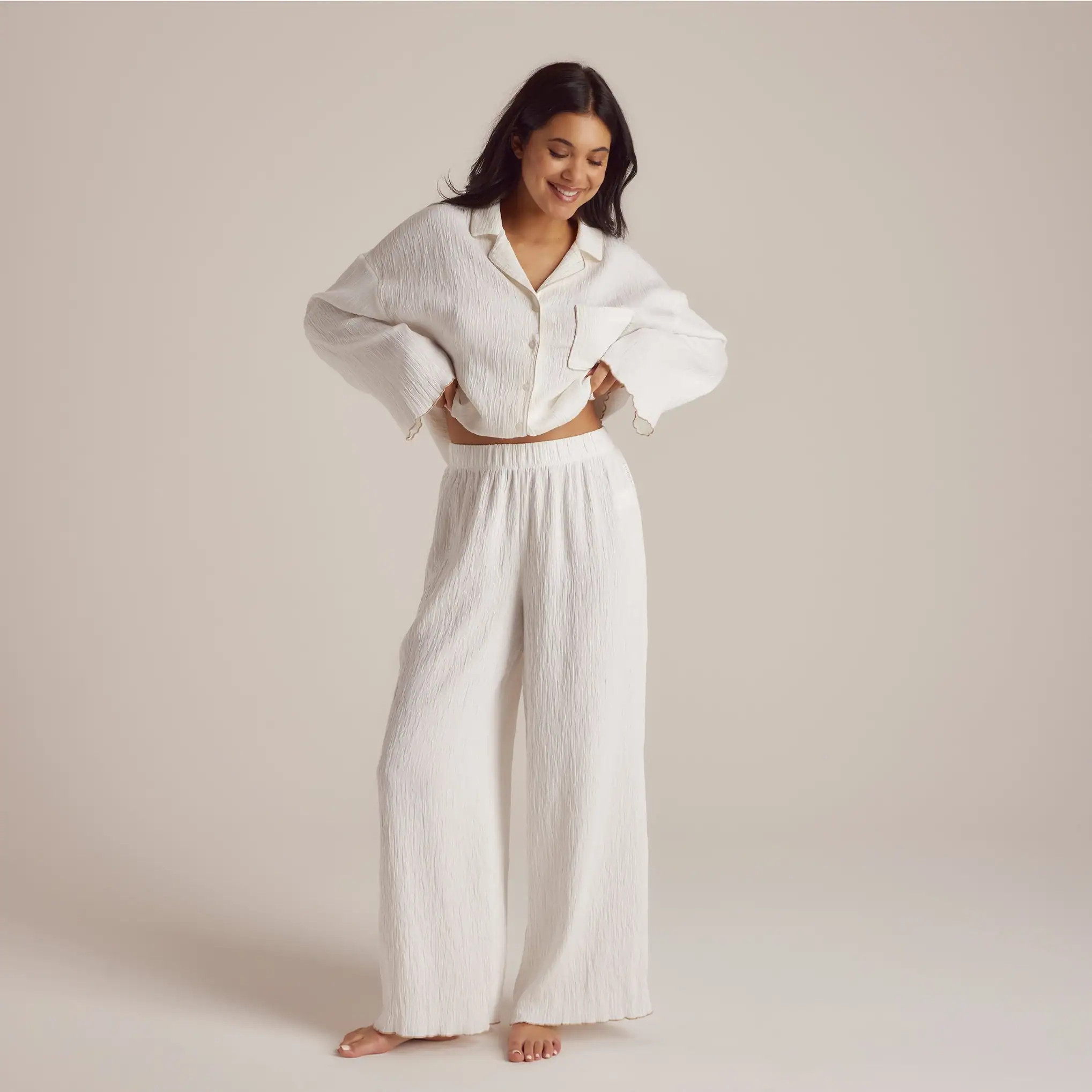 Crinkle Pajama Pants - White | Lounge (US)