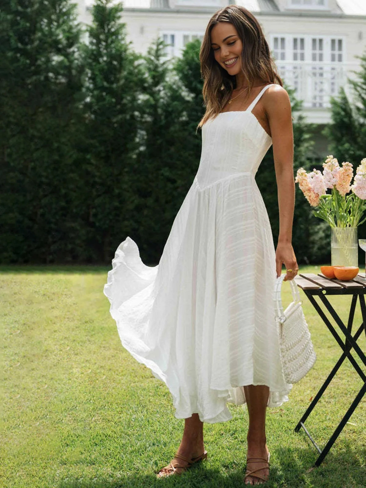 Romantic Cotton Long Cami Dress | Commense