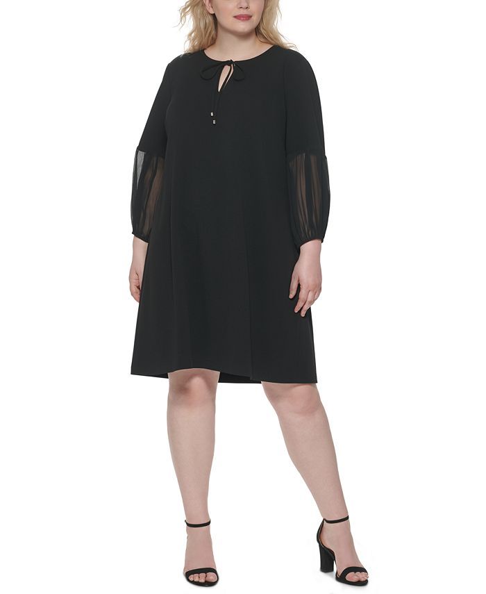 Tommy Hilfiger Plus Size Chiffon-Sleeve Shift Dress & Reviews - Dresses - Plus Sizes - Macy's | Macys (US)