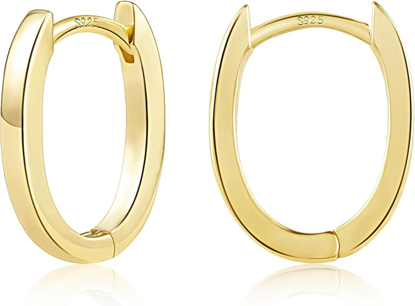 925 Sterling Silver Earrings Small Chunky Silver Earrings for Women Trendy 14K Gold Plated Hypoal... | Amazon (US)