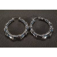 Vintage Silver Tone Bold Hoop Earrings With Segmented Design in Large Style, Ear Wire Backs, 2 Inch Diameter M3 | Etsy (US)