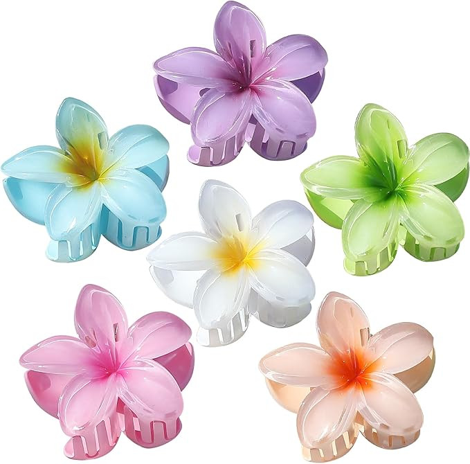 Sisiaipu Hawaiian Flower Hair Clips for Women 6 Pack Flower Hair Claw Clips Plumeria Claw Clips f... | Amazon (CA)