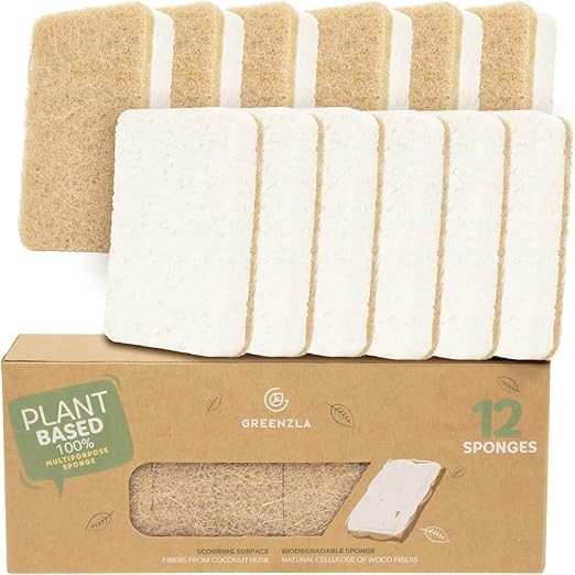 Greenzla Natural Sponges 12 Pack - Eco Friendly Kitchen Sponge for Sustainable Living - Biodegrad... | Amazon (US)