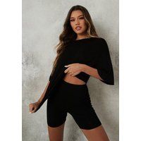 Black Oversized T Shirt And Biker Shorts Co Ord Set | Missguided (US & CA)