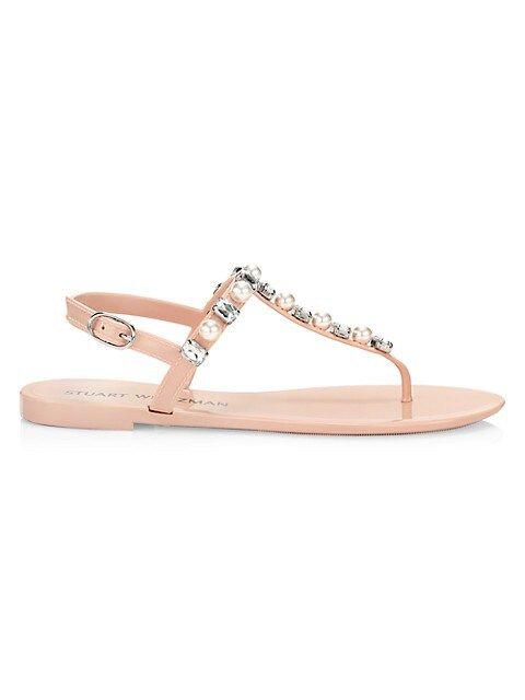 Goldie Crystal & Pearl T-Strap Jelly Sandals | Saks Fifth Avenue