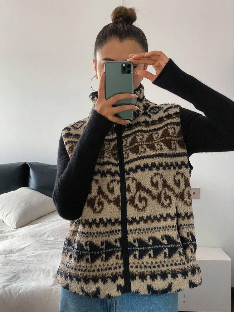 DAZY Women's Pattern Vest Jacket, Autumn | SHEIN