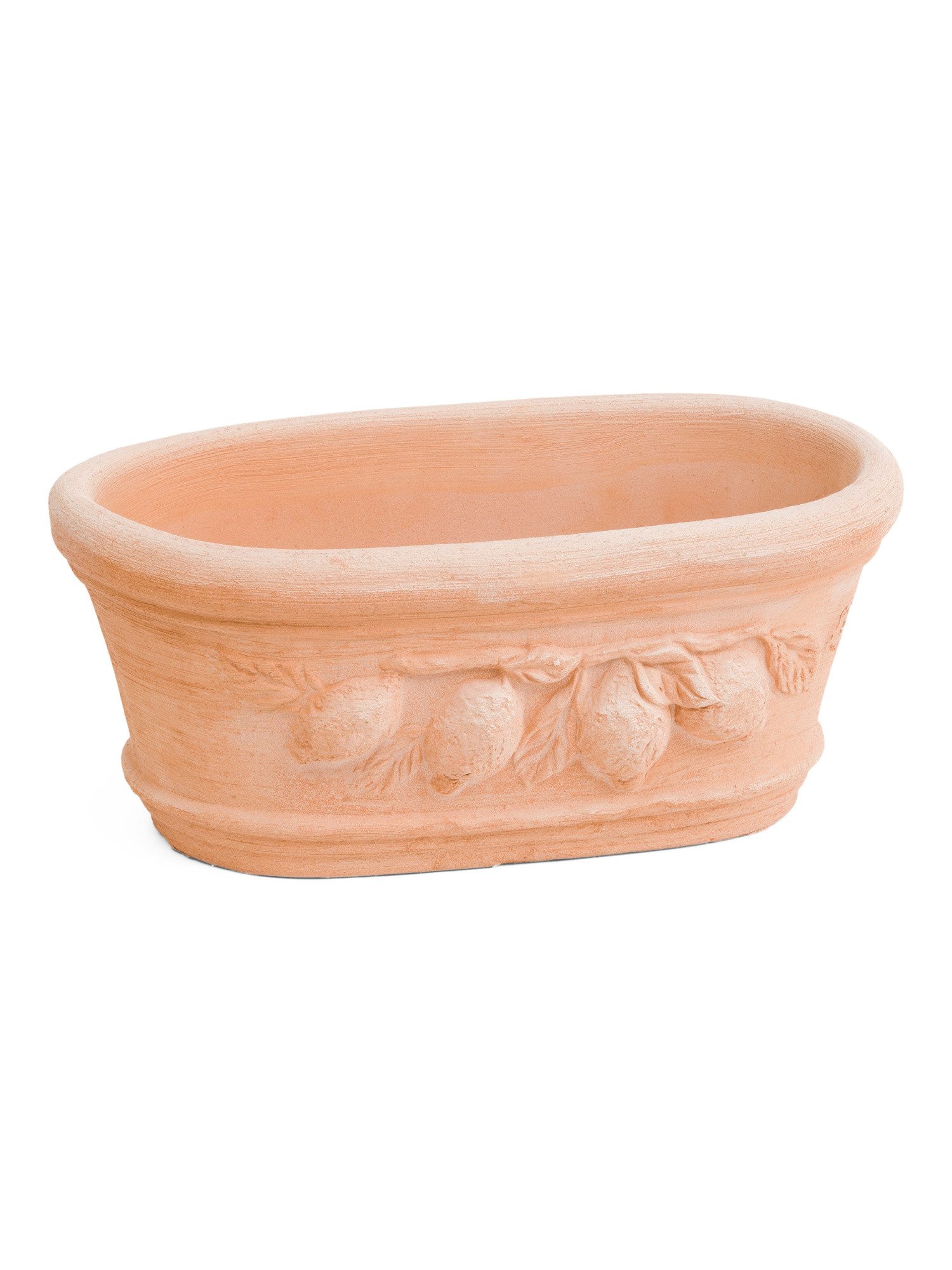 Handmade In Italy 14.25x9.5x6 Roses Oval Terracotta Planter | TJ Maxx