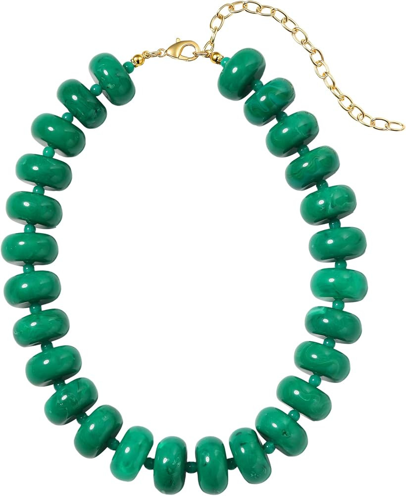 Chunky Beaded Necklace for Women, Multi-Color Acrylic Choker | Amazon (US)