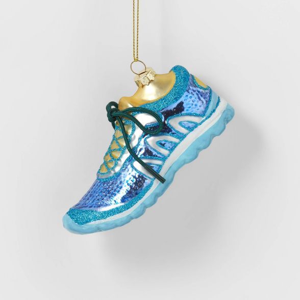 Running Shoe Glass Christmas Tree Ornament Blue - Wondershop™ | Target