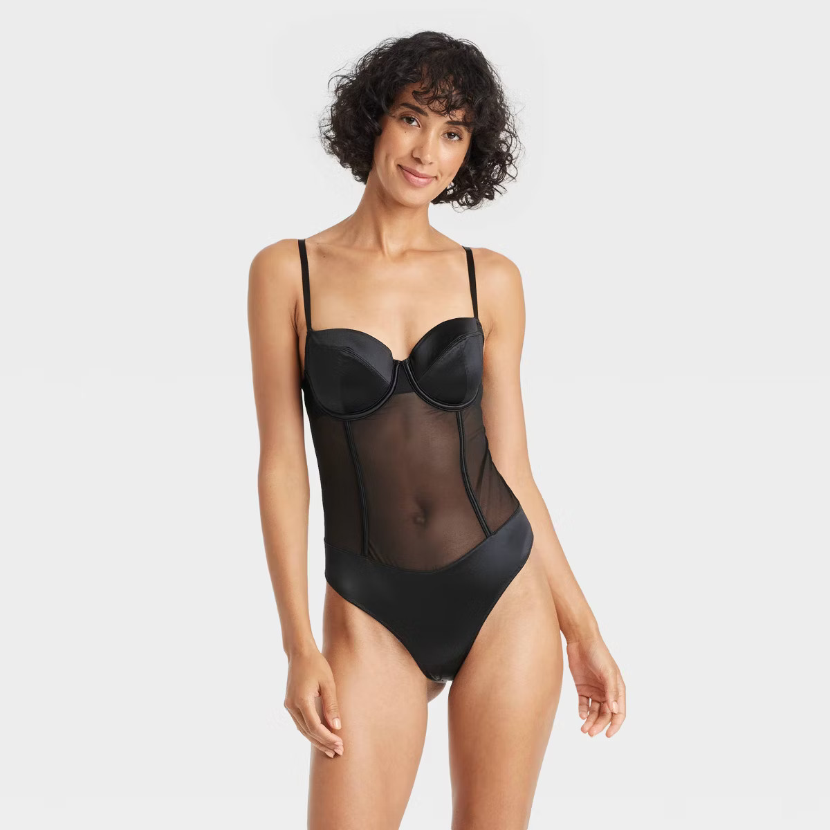 Women's Satin and Mesh Lightly Lined Lingerie Bodysuit - Auden™ | Target
