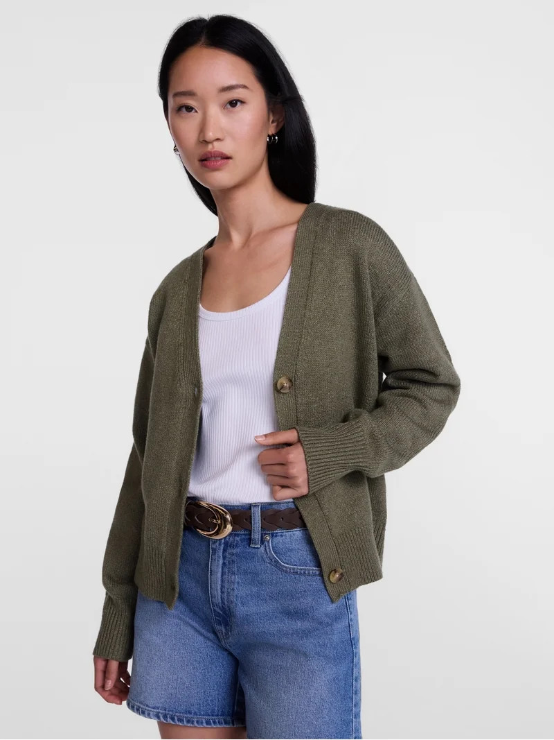Scenario Women's Button Front Lightweight Cardigan, Sizes XS-XXXL | Walmart (US)