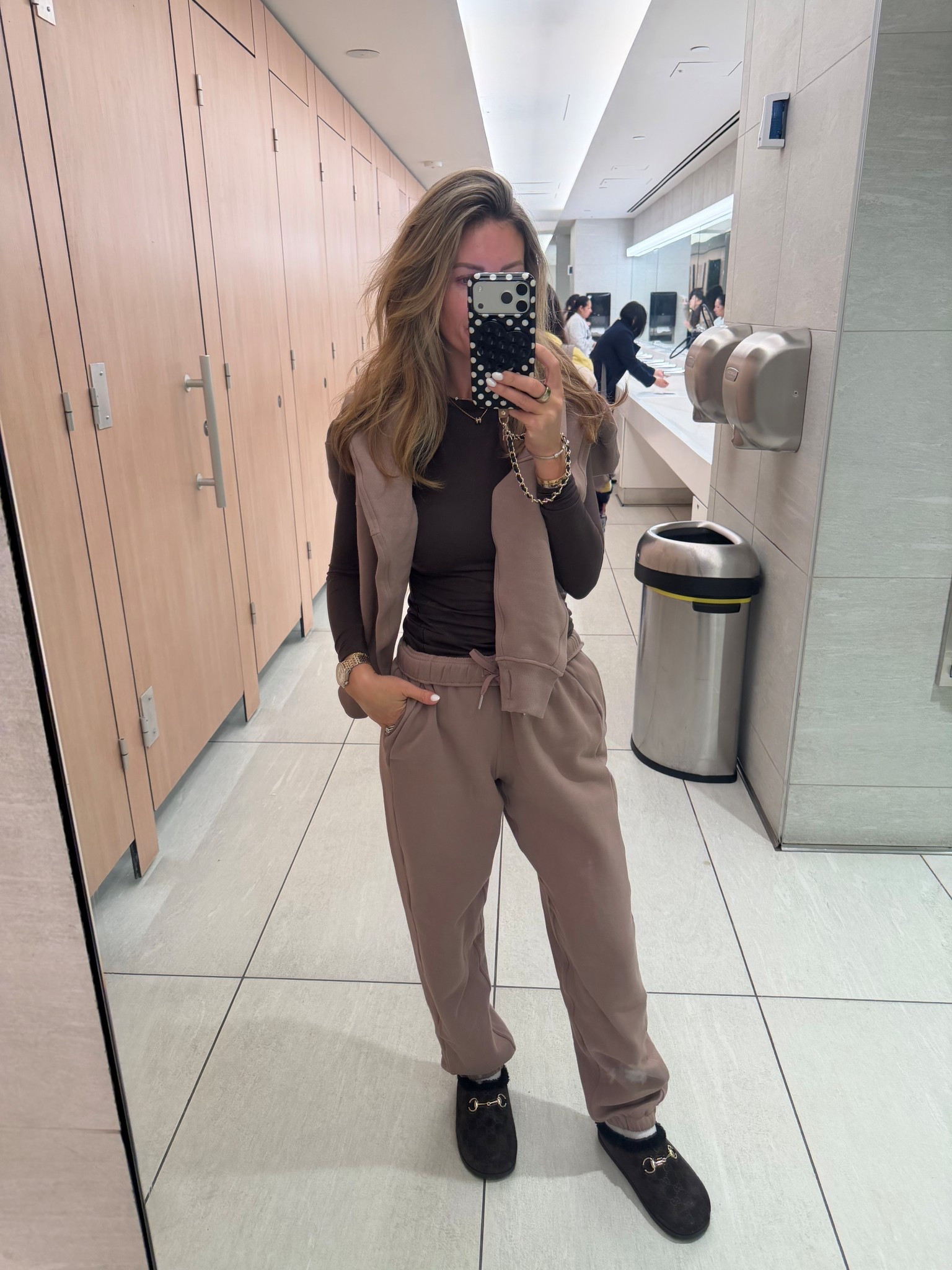 Headed home from NYFW! ✈️ here’s my cozy travel outfit! 
Lululemon scuba joggers 
Scuba hoodie size XS/S
Amazon long sleeve top
Gucci clogs 

#LTKNYFW #LTKootd #LTKTravel