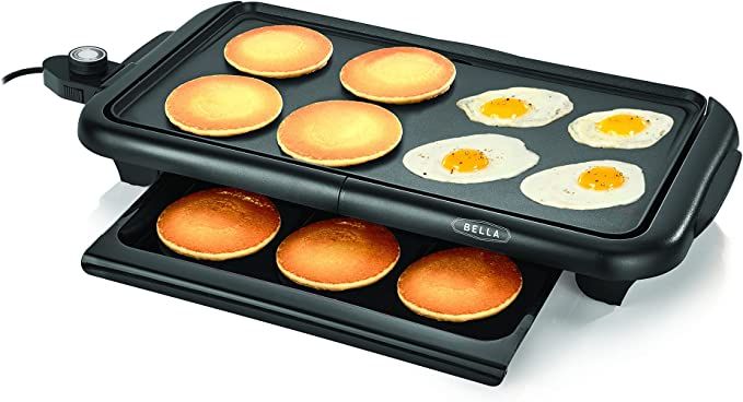 BELLA Electric Griddle w Warming Tray, Make 8 Pancakes or Eggs At Once, Fry Flip & Serve Warm, He... | Amazon (US)