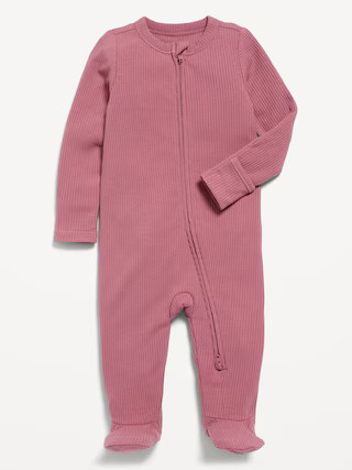2-Way-Zip Sleep & Play Ribbed Footed One-Piece for Baby | Old Navy (US)