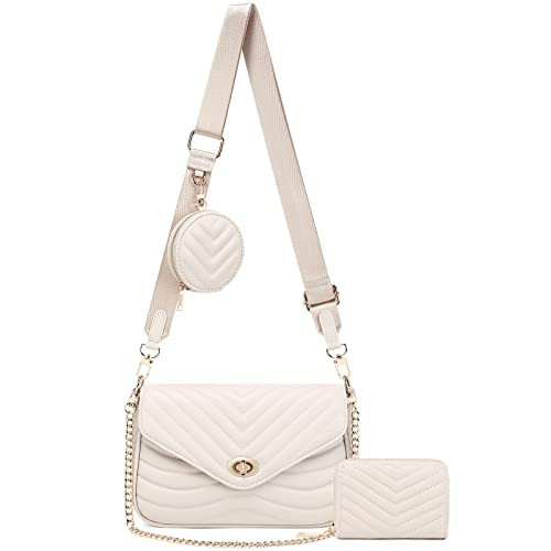 Nude Small Quilted Crossbody Bag with Coin Purse Stylish Women's Purses and Handbags including 3 Size Bags | Amazon (US)