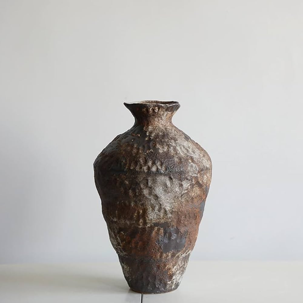 Rusty Ceramic Vase, Pottery Farmhouse Flower Vase for Centerpieces, Wabi Sabi Decorative Vase for... | Amazon (US)