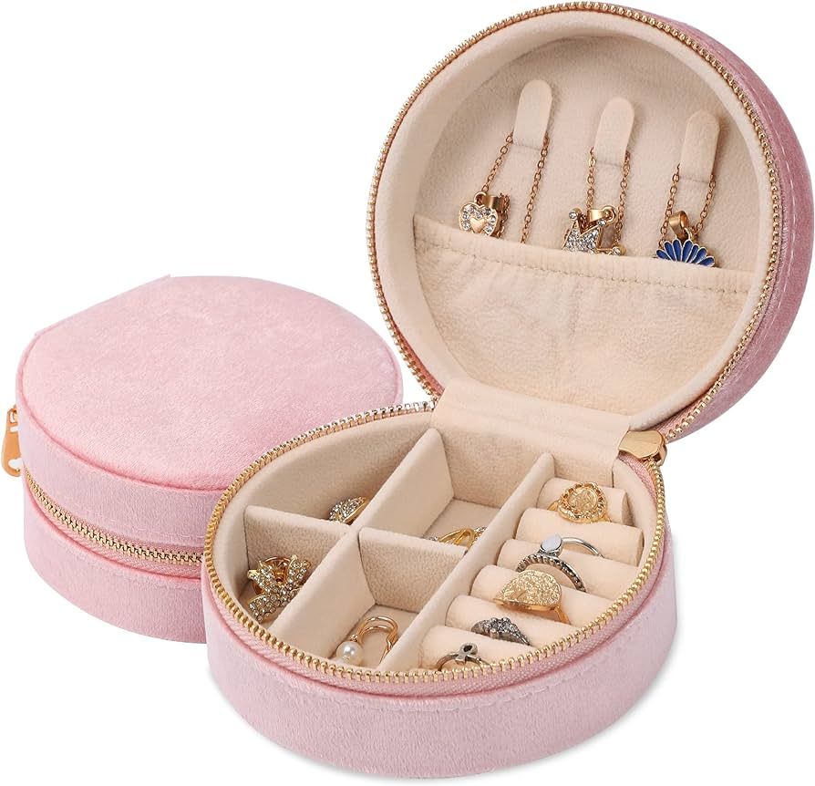 Dajasan Velvet Jewelry Box, Small Travel Jewelry Case, Portable Travel Jewelry Organizer Box for ... | Amazon (US)