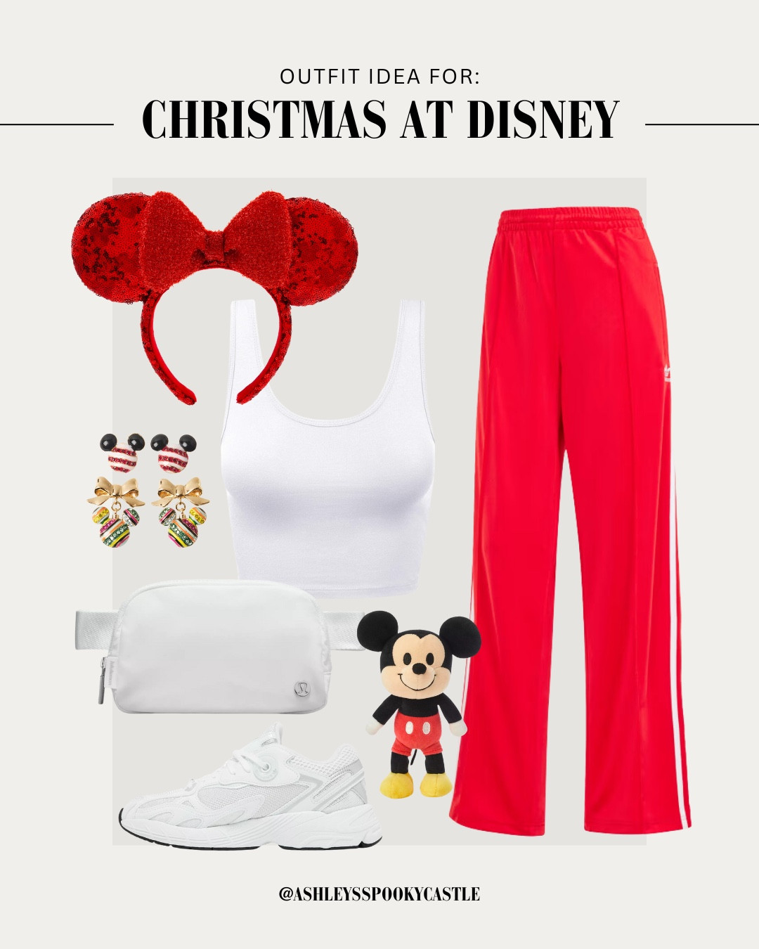 Red track pants outfit idea for the holidays at Walt Disney Worldd

#LTKHoliday #LTKSeasonal #LTKActive