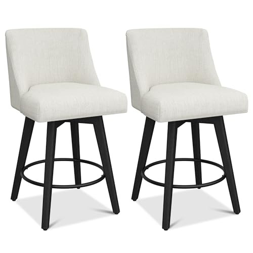 Counter Height Bar Stools, 26" H Seat Height Swivel Barstools Set of 2, Fabric Upholstered Modern... | Amazon (US)