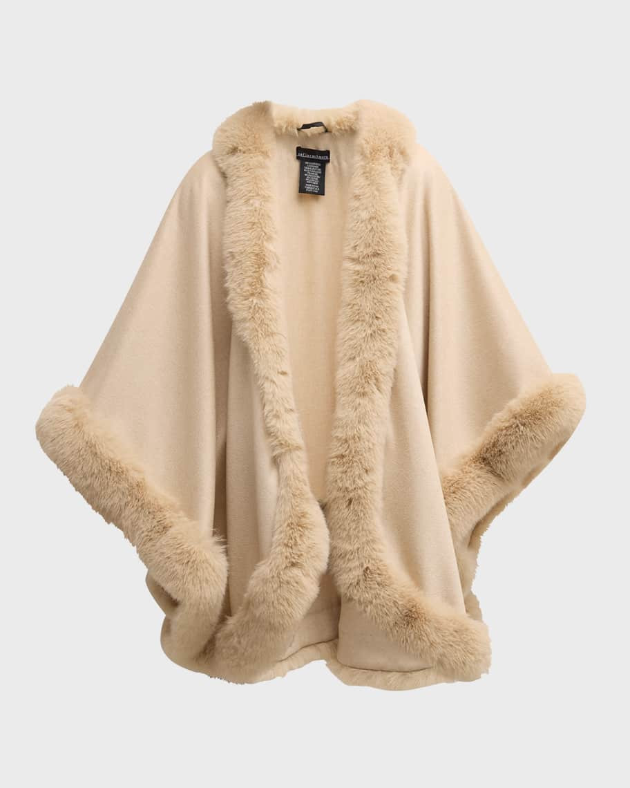 Sofia Cashmere Cashmere Cape With Faux Fur Trim | Neiman Marcus
