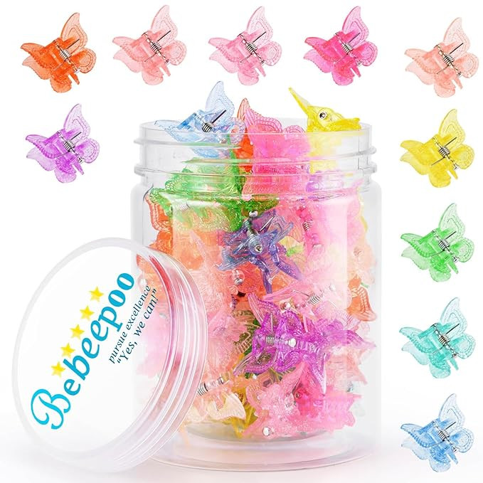 Mini Butterfly Hair Claw Clips, Glitter Hair Clips Claw,Small Hair Clips,Sparkly Colorful Hair Ac... | Amazon (US)