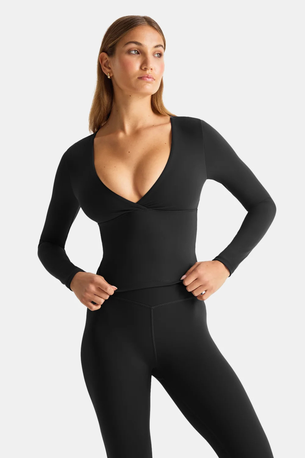 DayFlex V Neck Top - Shadow Black | TALA (UK)