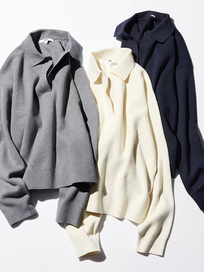 Smooth Cotton Relaxed Polo Jumper | UNIQLO (UK)