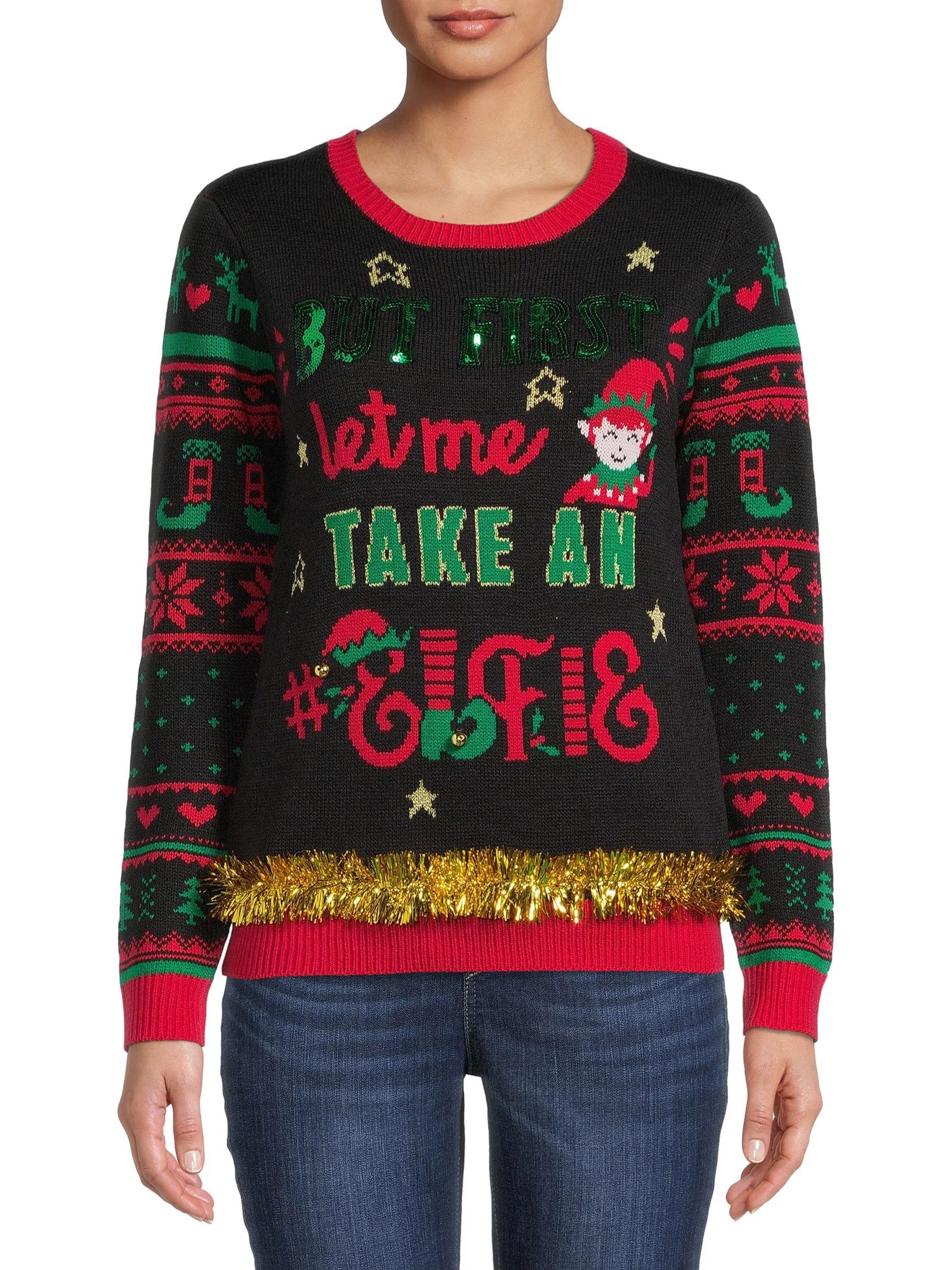 No Boundaries Junior's Christmas Sweater - Walmart.com | Walmart (US)