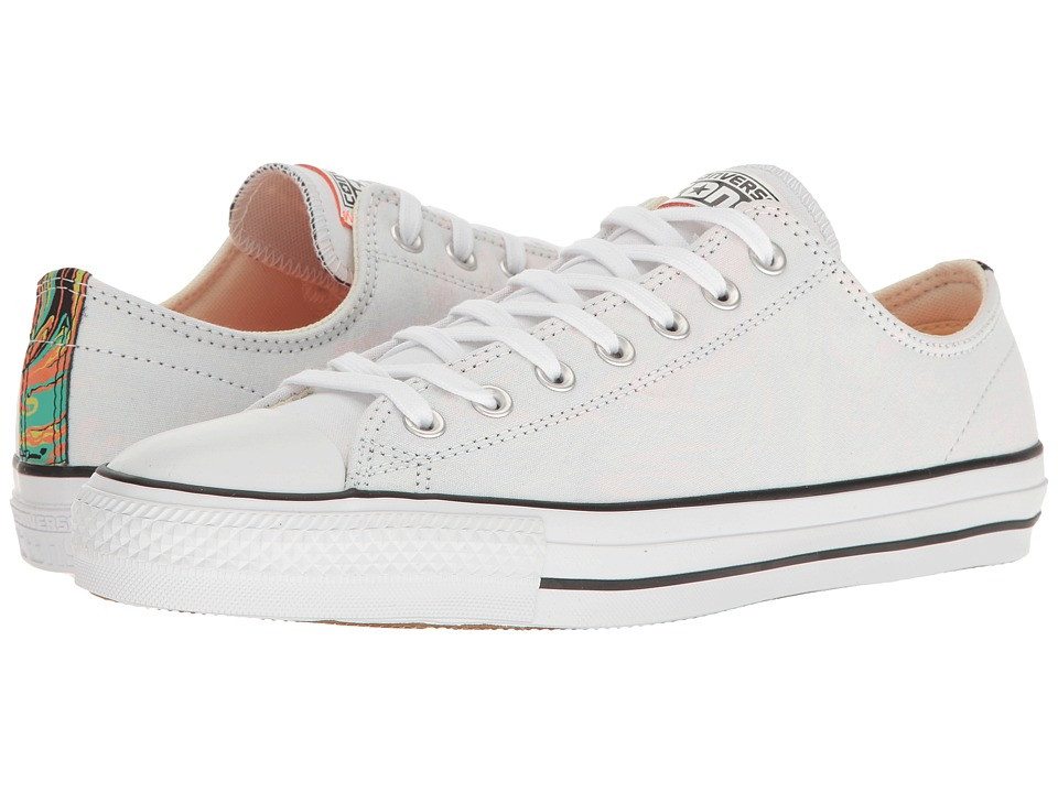 Converse - Chuck Taylor(r) All Star(r) Pro Suede Backed Canvas Ox (White/Hyper Orange/Black) Men's Skate Shoes | Zappos