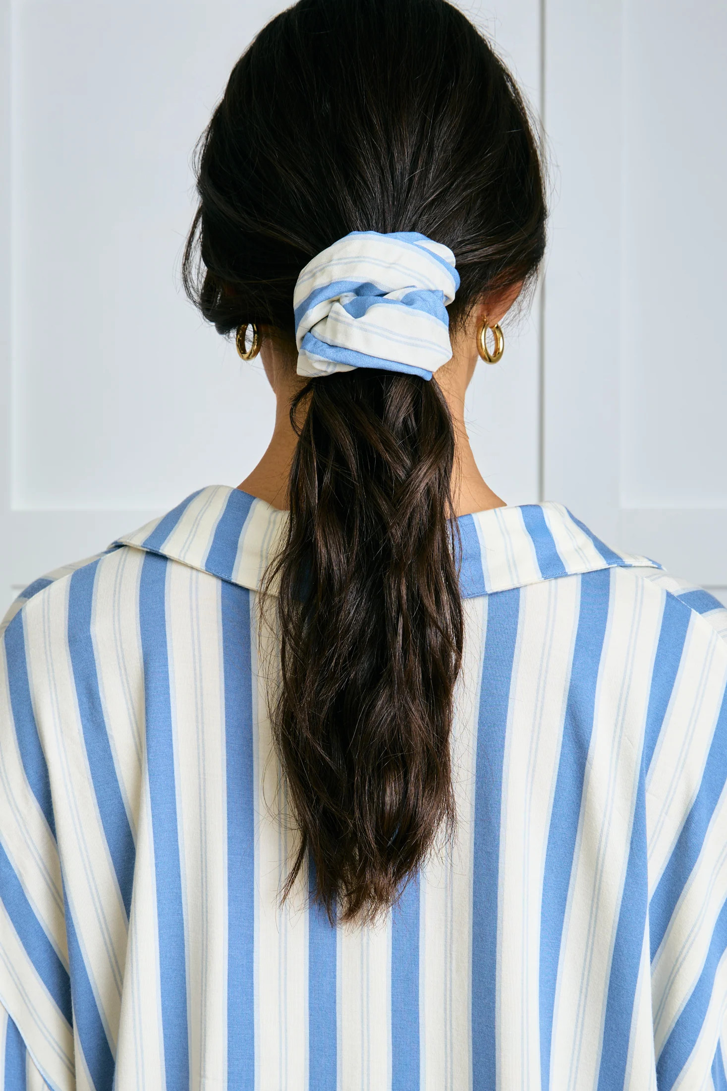 Garden Bed Scrunchie - Blue Pinstripe | Dairy Boy