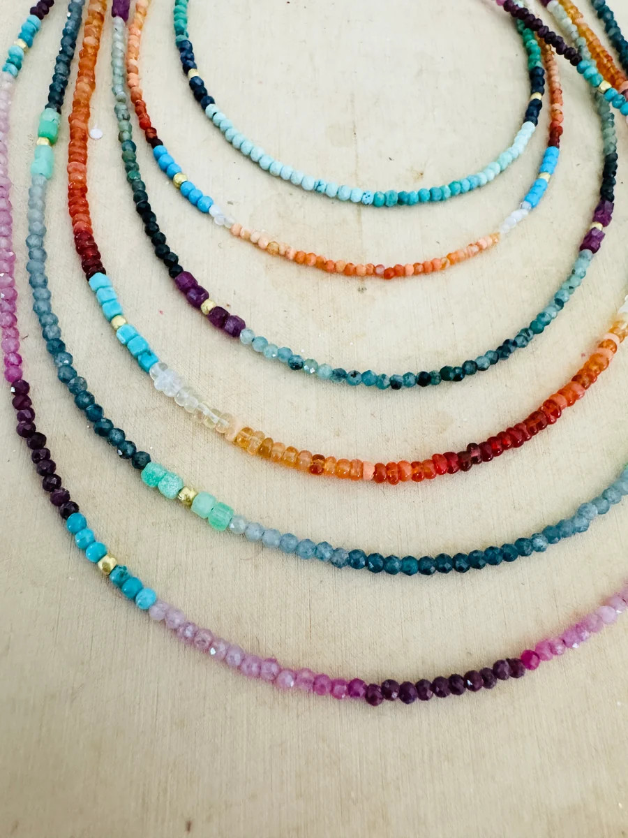 delicate color block necklace, four stations | Theodosia Jewelry