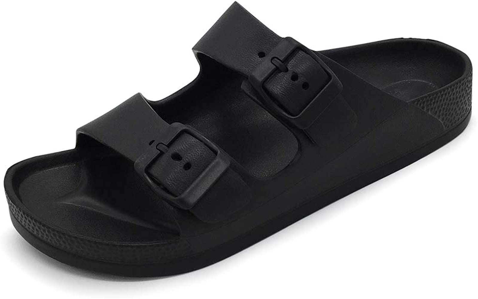 FUNKYMONKEY Women's Comfort Slides Double Buckle Adjustable EVA Flat Sandals | Amazon (US)