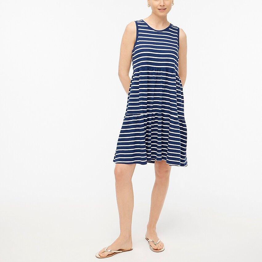 Sleeveless striped knit tiered mini dress | J.Crew Factory