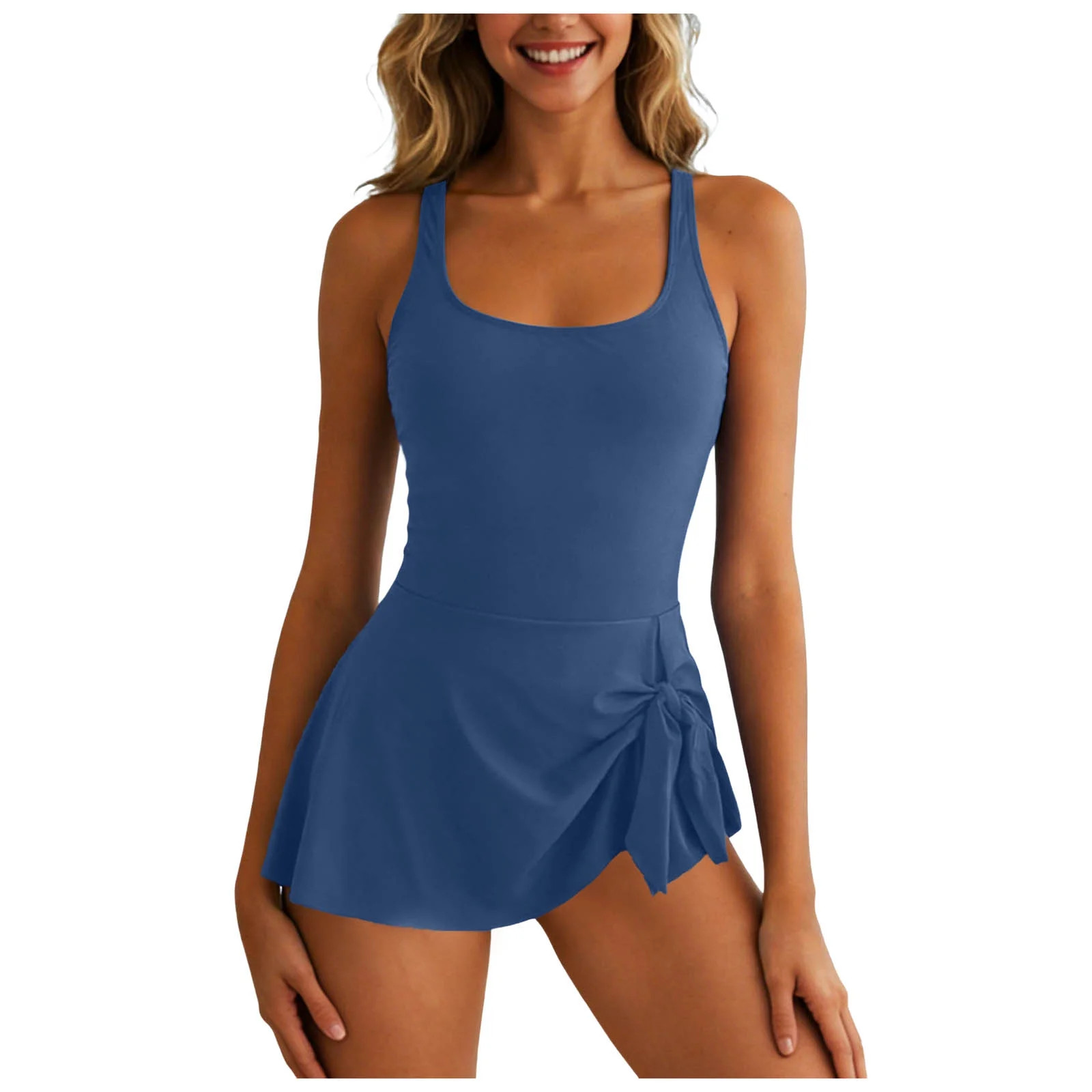 idosla One Piece Swimdress Swimsuits for Women Tummy Control Swim Dresses Skirt Bathing Suit (Nav... | Walmart (US)