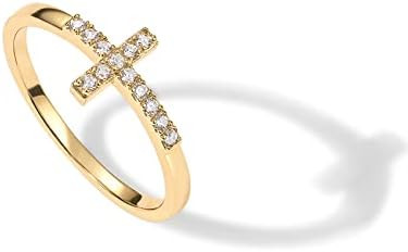 PAVOI 14K Gold Plated Cubic Zirconia Cross Ring for Women - Eternity Promise Ring for Her - Infin... | Amazon (US)