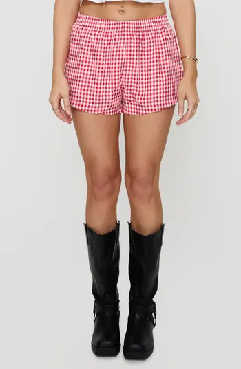 Princess Polly Beach House Gingham Shorts in Red /White Gingham at Nordstrom Rack, Size 2 | Nordstrom Rack
