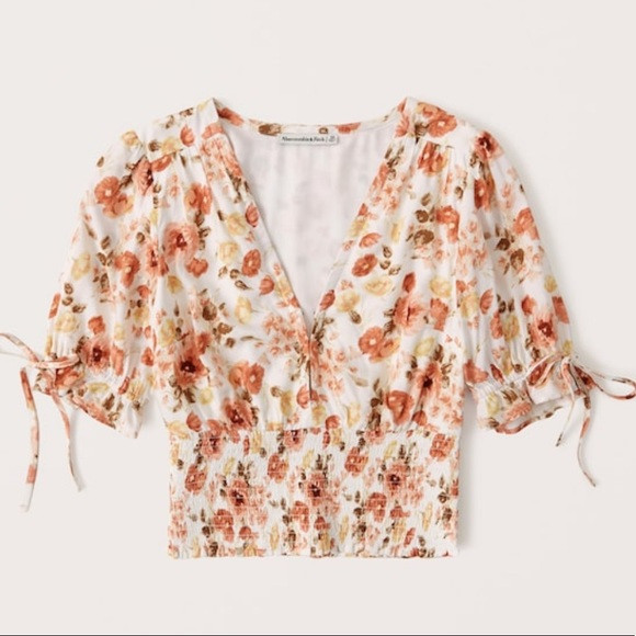 Abercrombie Tie-Sleeve Smocked Waist Top | Poshmark