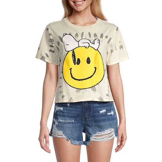 Snoopy Smile Juniors Womens Cropped Graphic T-Shirt | JCPenney