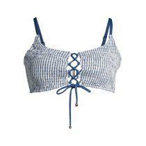 Time and Tru Women's Mini Stripe Printed Swimsuit Top | Walmart (US)