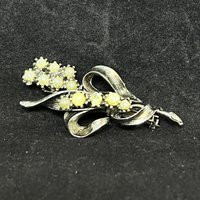 Vintage Silver Tone Rhinestone & Faux Pearl Bouquet Brooch | 3345 | Etsy (US)