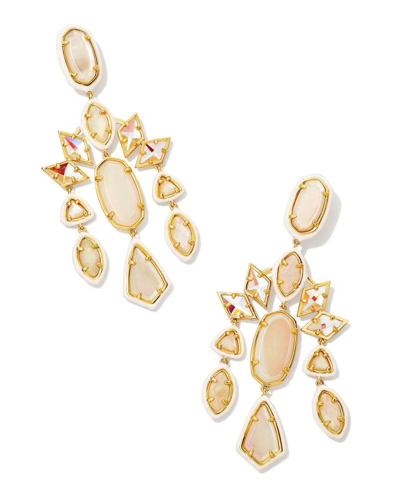 Greta Gold Statement Earrings in Pink Mix | Kendra Scott