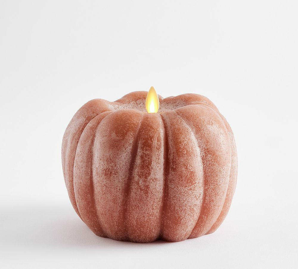 Pumpkin Premium Flicker Flameless Wax Candle, Small, Rust | Pottery Barn (US)