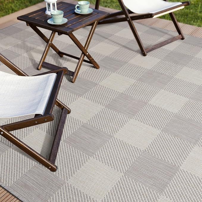 CAMILSON Buffalo Plaid Outdoor Rug – Check Area Rugs for Indoor and Outdoor Patios, Checkered P... | Amazon (US)