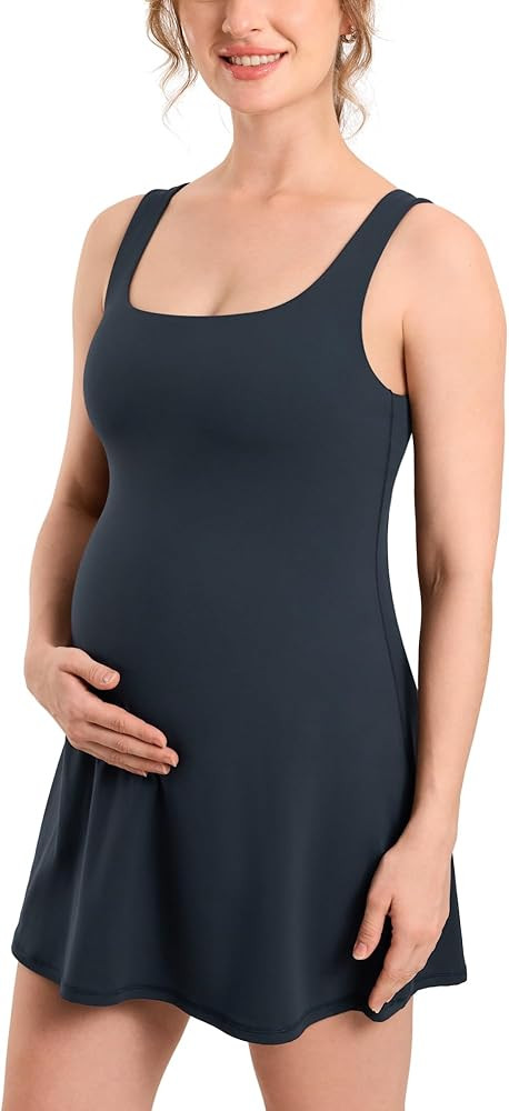 MOMANDA Active Maternity Tennis Dress Sleeveless Summer Tank Pregnancy Dress with Built-in Shorts... | Amazon (US)